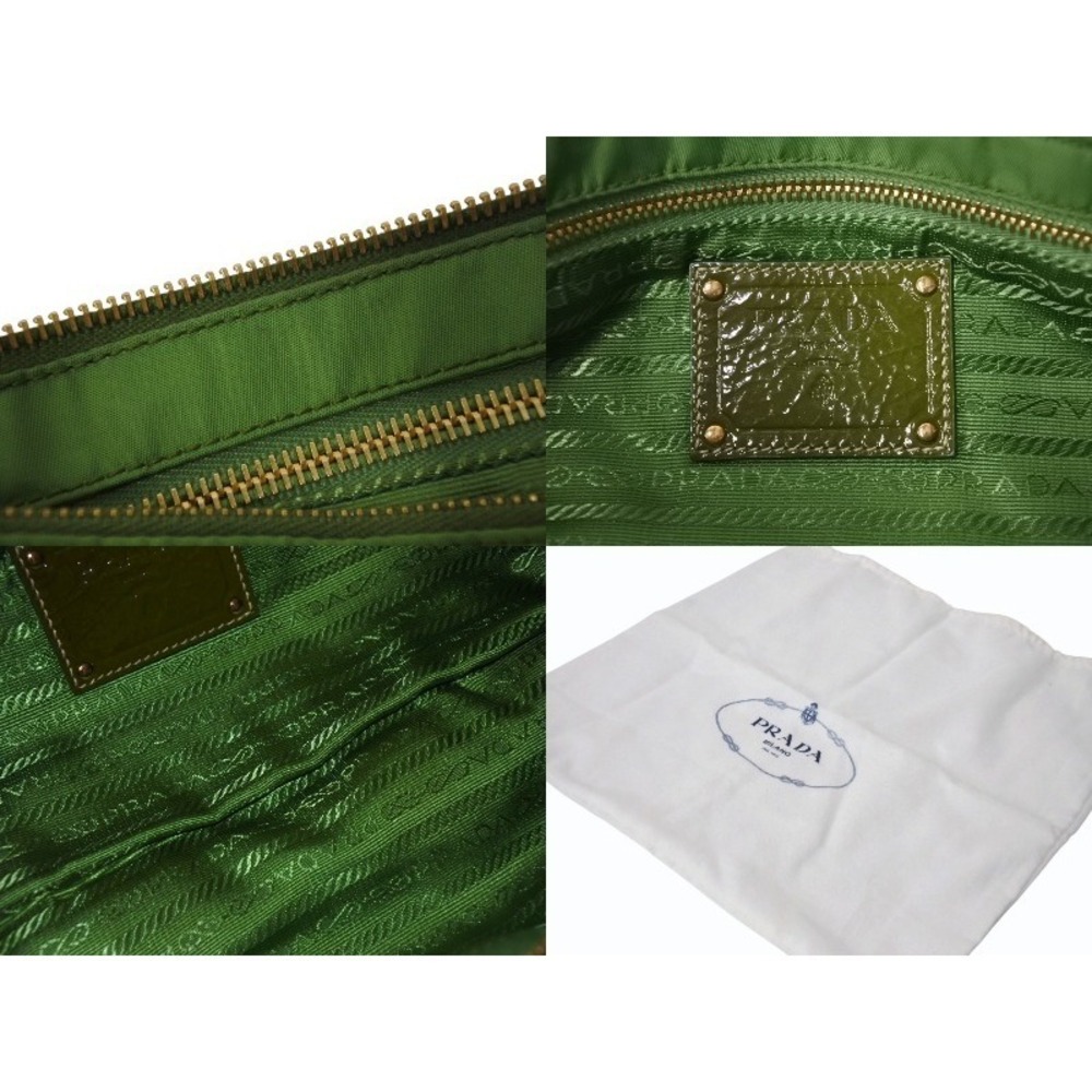 PRADA TESSUTO PIETRE CLUTCH BAG Jeweled Chain Shoulder Green - Picture 10 of 10